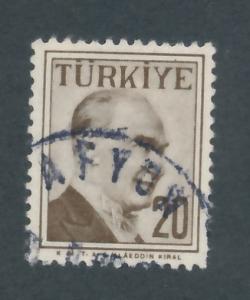 Turkey 1957 Scott 1274 used - 20k, Kemal Ataturk