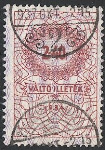 HUNGARY 1934 Bft 25, 2P 40f. Bills of Exchange / VALTO Revenue, Used VF