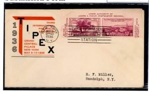 US 778a/b Two imperf stamps from the Tipex souvenir sheet on an addressed (typed) FDC with a Tipex cancel and Linprint cachet