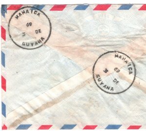 GUYANA QEII Cover Superb 1969 MAHAICA Skeleton CDSs Registered GB Air Mail KA536