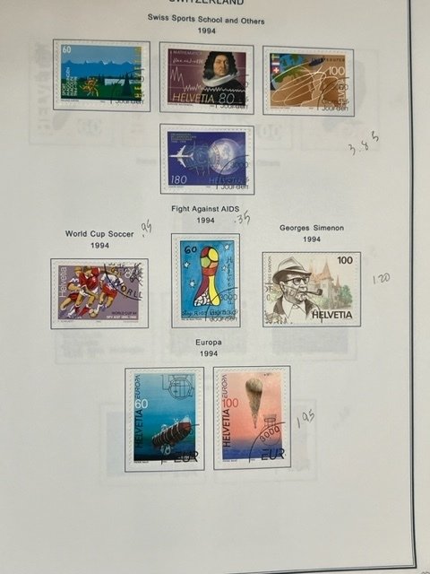 Switzerland collection reg issues 1990-1999 complete used