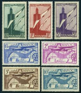 Fr Morocco C20-C26, hinged. Michel 176-182. 1939. Plane, Map, Storks, Minaret. 