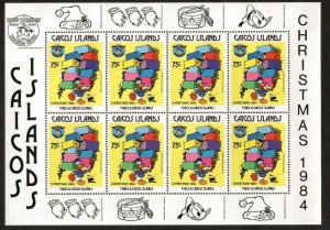 Turks and Caicos 1984 - Disney - Christmas - Sheet of 8 Stamps Scott #648 - MNH