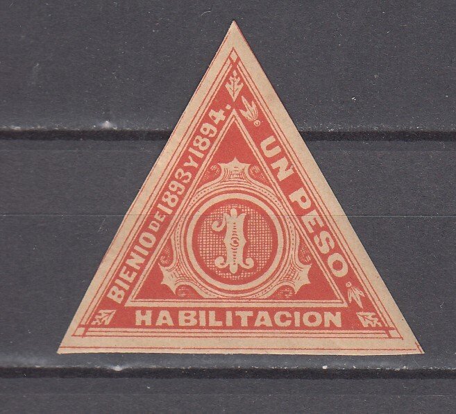 J45809 JLStamps 1893 1894 mnh habilitacion un peso triangle,colombia? revenue?