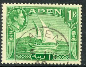 ADEN 1939-48 KGVI 1r DHOW Sc 24 VFU