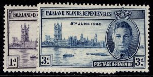 FALKLAND ISLANDS - Dependencies GVI SG G17-G18, 1946 VICTORY set, M MINT.