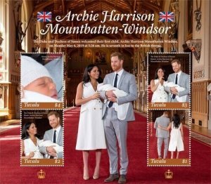 Tuvalu 2019 - Royal Baby Archie - Sheet of 4 stamps - MNH