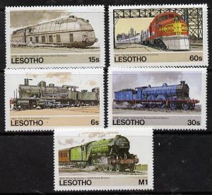 LESOTHO - 1984 - Railways of the World - Perf 5v Set - Mint Never Hinged