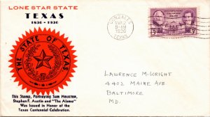 1936 MARCH 2 TEXAS #776 FIRST DAY D. KAPNER CACHET  ( Postal History ), 1936