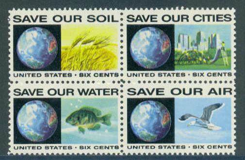 1410-1413 6c Pollution Fine MNH Zip Blk/4 LR E15371