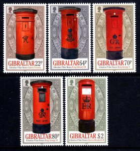 Gibraltar 2016 Pillar Boxes Complete Mint MNH Set SC 1575-1579 FV £4.36