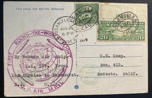1929 USA LZ 127 Graf Zeppelin First Round Flight PC cover Tenth Street View