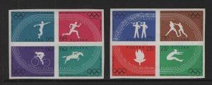 Poland  #914-921a  MNH  1960 Polish Olympic victories in blocks of 4  Imperf.