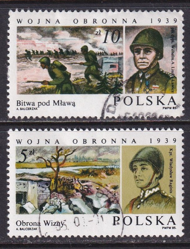 Poland 1985 Sc 2692-3 Wizny Defense Mlawa Attack World War 2 Stamp Used