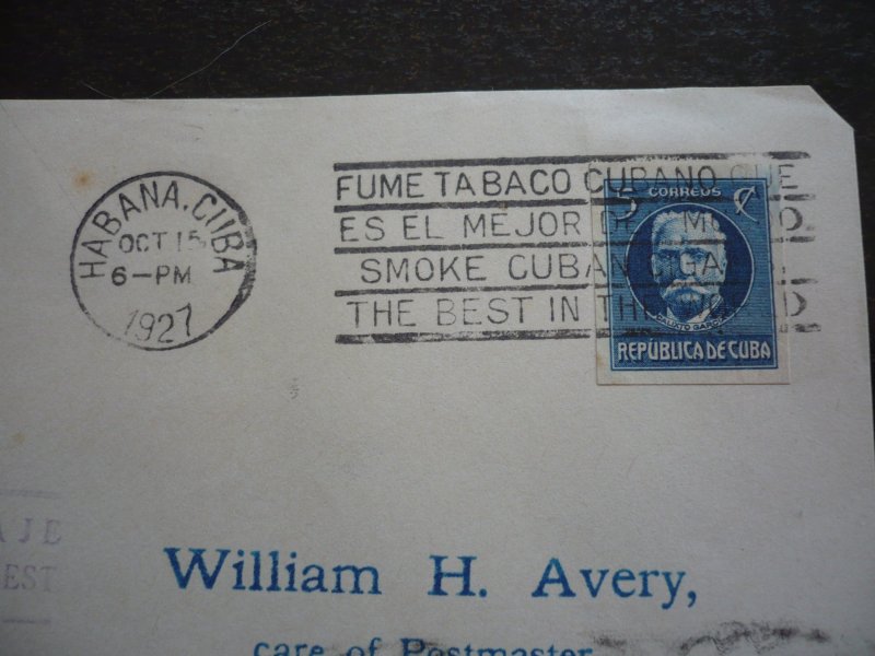 Cuba - Postal History - Cover - Scott#282 Imperf - First Flight