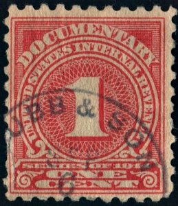 R207 1¢ Documentary Stamp (1914) Used