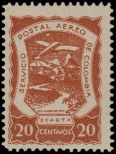 ✔️ COLOMBIA SCADTA 1921 - AIRPLANE OVER RIVER - SC. C28 ** MNH [SCDT13]