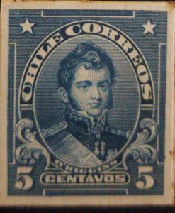 J) 1910 CHILE, O'HIGGINS, AMERICAN BANK NOTE, DIE PROOF, IMPERFORATED