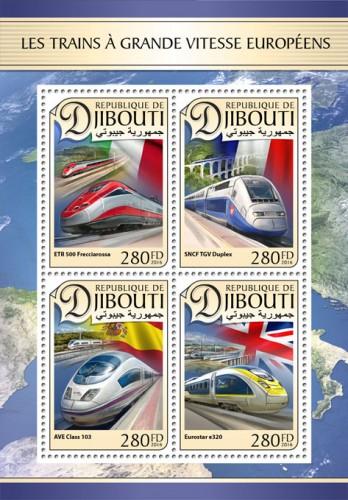 DJIBOUTI 2016 SHEET EUROPEAN SPEED TRAINS