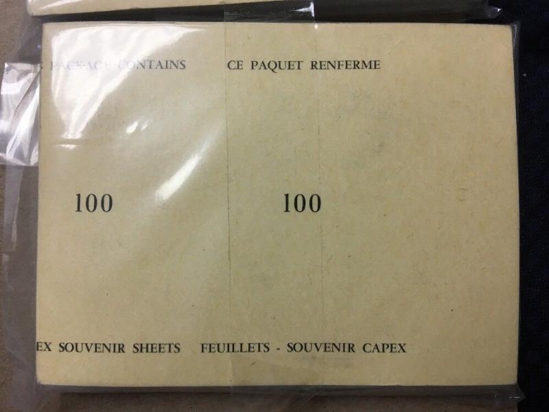 Canada Capex Souvenir Sheets. Sealed Pack Of 100