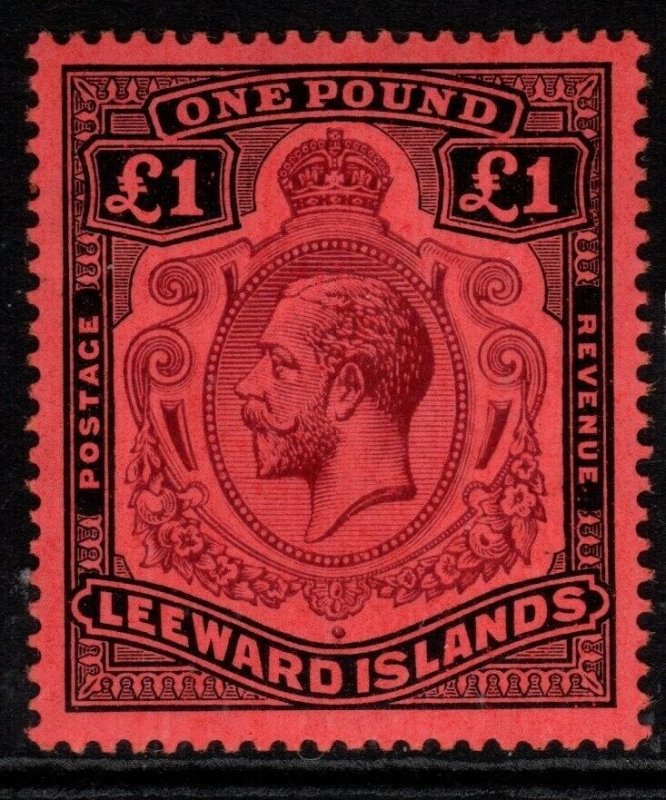 LEEWARD ISLANDS SG80 1922 £1 PURPLE & BLACK/RED MTD MINT