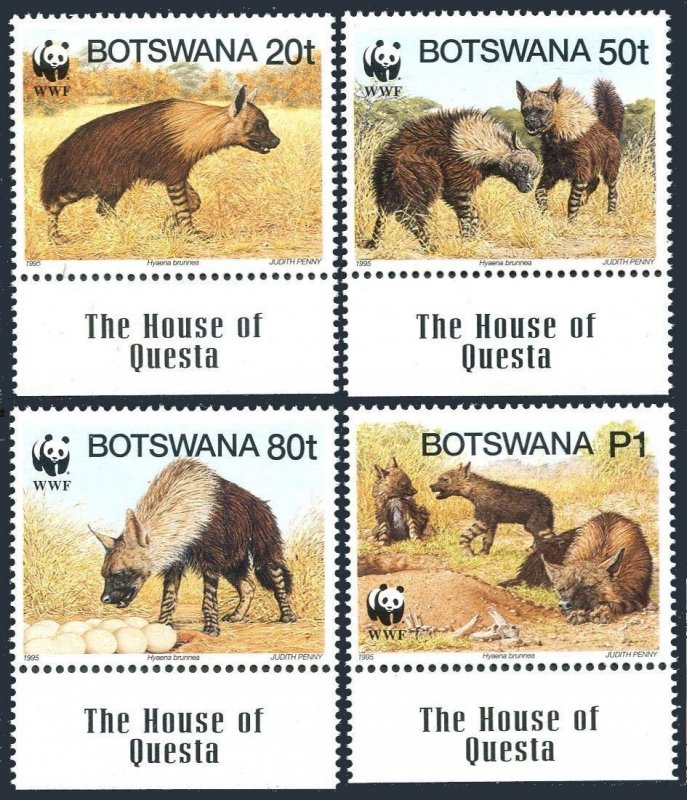 Botswana 586a-586d, MNH. Michel 586-589. WWF 1995. Hyaena brunnea.