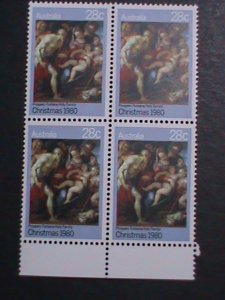 ​AUSTRALIA-1980 SC#757-CHRISTMAS-HOLLY FAMILY-PAINTING MNH  BLOCK VERY FINE