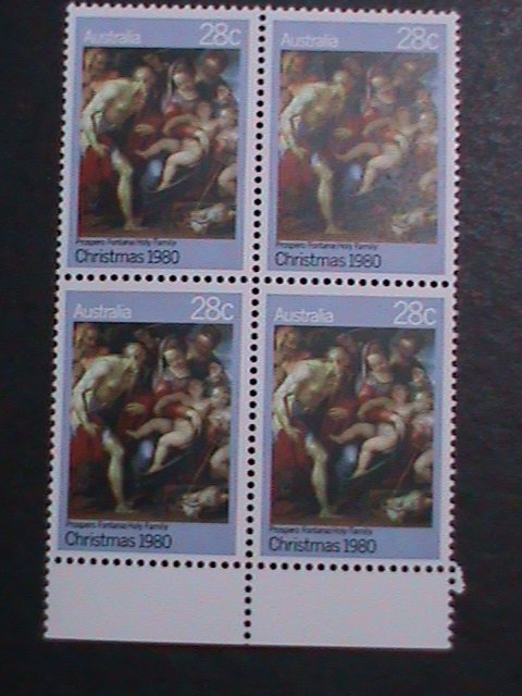 ​AUSTRALIA-1980 SC#757-CHRISTMAS-HOLLY FAMILY-PAINTING MNH  BLOCK VERY FINE