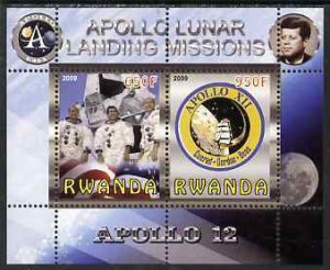 RWANDA - 2009 - Lunar Landings, Apollo 12 - Perf 2v Sheet - MNH - Private Issue