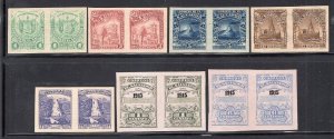 El Salvador 1896-1915 Group of 7 IMPERF Pairs Mint