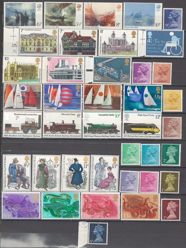 COLLECTION LOT OF #1084 GREAT BRITAIN 40 MOSTLY MNH STAMPS 1967+