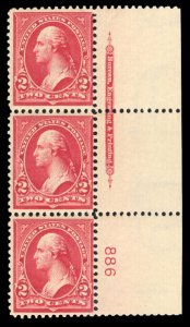 United States, 1894-95 #267 Cat$48 (as hinged), 1895 2c carmine, imprint and ...