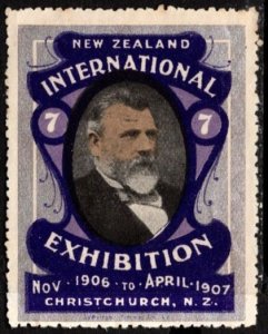 1906 New Zealand Poster Stamp New Zealand International Exhibition Christchurch