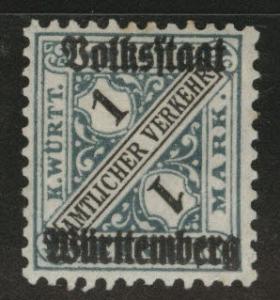 Germany State Wurttemberg Scott o162 MH* official