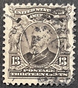 US #308 Used F/VF 13c Harrison 1902 SCV~$10 [G24.2.2]