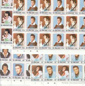 #874-77 a-b St. Vincent Mint OGNH sheets of 30 Elvis Presley