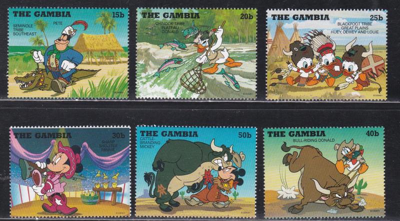 Gambia # 1698-1701, Disney Characters - Western Movies, NH,