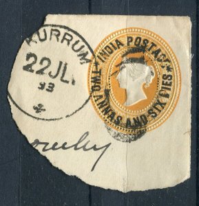 INDIA; 1893 early Kurrum fine used POSTMARK PIECE