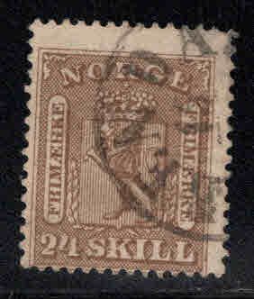 Norway Scott 10 Used Coat of Arms, corner thin upper right