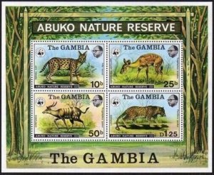 Gambia 341-344, 344a, MNH. Michel 322-325, Bl.2. WWF 1976.Abuko Nature Reserve.