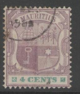 MAURITIUS SG130 1897 4c DULL PURPLE & EMERALD USED