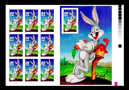 SCOTT #3137 - BUGS BUNNY PRESS SHEET PANE - RIGHT, DOWN