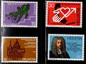 Switzerland Scott 606-609 MNH** 1975  stamp set