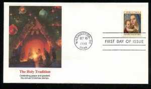 US 2514 Christmas 1990 - Madonna & Child UA Fleetwood cachet FDC