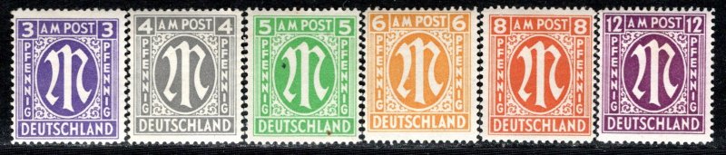 Germany AM Post Scott # 3N2b - 3N8b, mint nh, cpl. set