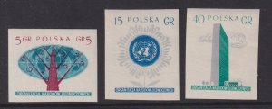 Poland  #761-763  MNH  1957  United Nations  Imperf.