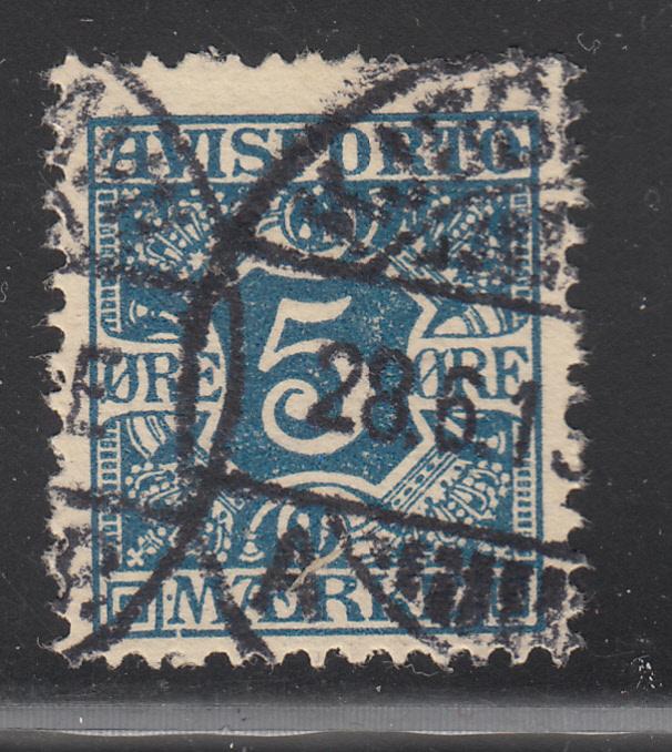 Denmark 1907 used Sc #P2 5o Numeral Newspaper Stamp