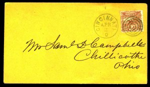 U.S. #113 USED ON COVER WITH RARE CREEN CANCEL