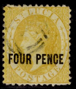 ST. LUCIA QV SG30, 4d yellow, FINE USED. Cat £32.