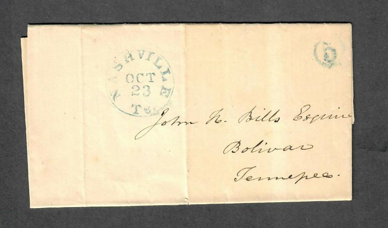 Nashville Aug 25 1849 Letter Signed Francis Fogg Stampless Cover